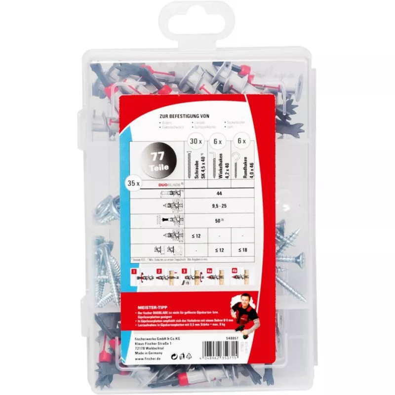 Fischer DUOBLADE 77 master box kipsplaadi ankrute sortiment
