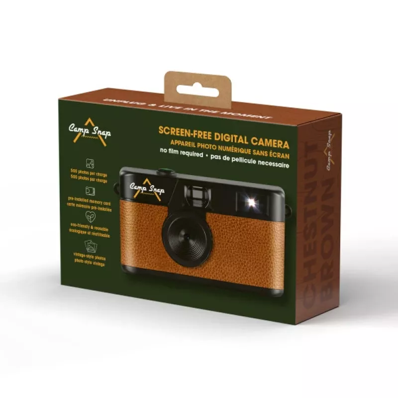 Ekraanita digikaamera Camp Snap CS-V105-BR-JP — pruun kompaktkaamera ilma ekraanita