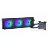 Vedelikjahutuskomplekt ENDORFY Navis F360 ARGB Must — 360 mm radiaator, 3x 120×25 mm ventilaatorit, 250–1800 p/min, pump 1600–2600 p/min, LGA 1700/AM5/AM4 tugi