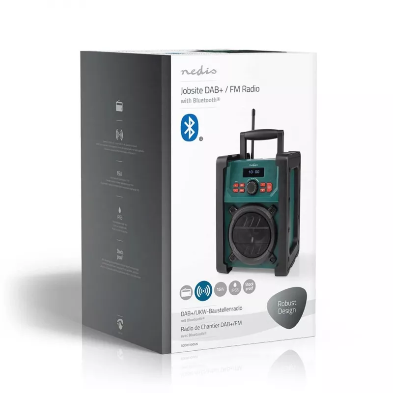 Raadio Nedis RDDB3100GN 15W Bluetooth IP65 Must/Roheline