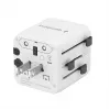 Universaalne reisiadapter GEMBIRD TPA-INT-01-W — sisend 100–250 V, G-tüüpi pistik, kompaktsed mõõtmed 84×56×85 mm