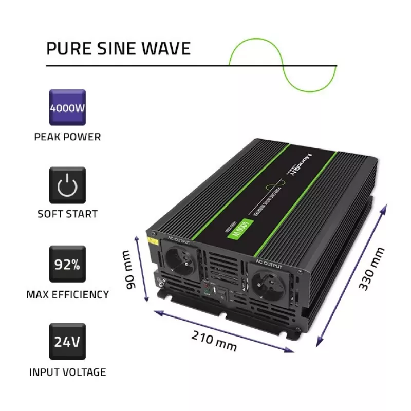 Qoltec Monolith toiteadapter/inverter Auto 4000 W Must