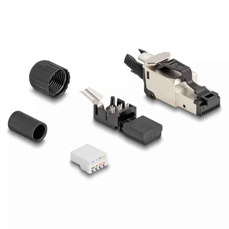 DeLOCK 86016 traatsideühendus RJ45/LSA Must Hõbedane Isane