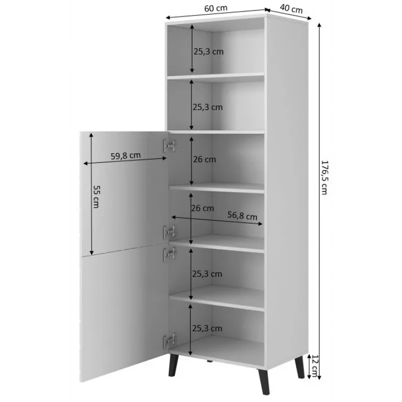 Hoidekapp cama meble ABETO 60×40×176.5 cm grafiit/läikiv grafiit