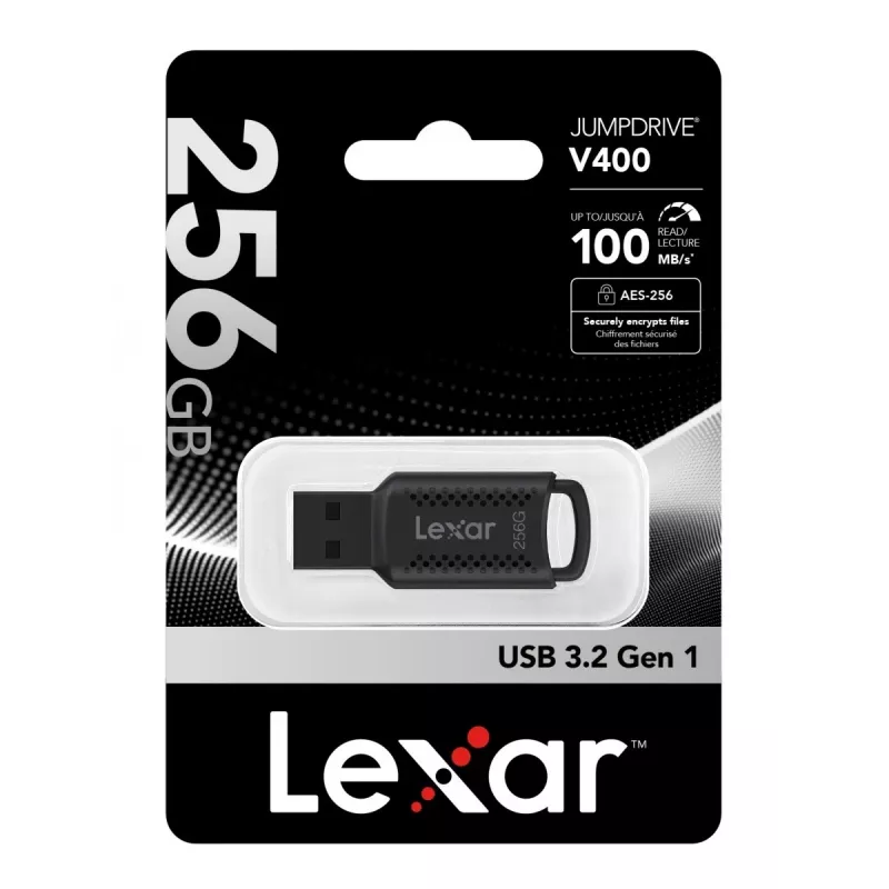 Lexar JumpDrive V400 USB-mälupulk 256 GB USB Type-A 3.2 Gen 1 (3.1 Gen 1) Must
