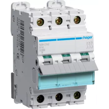 Kaitselüliti Hager NBN316 3P, 16 A, 50–60 Hz, 52,3×70×83 mm