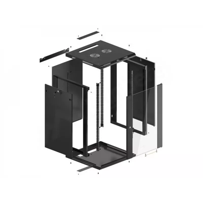 Seinale paigaldatav riiul LANBERG WF01-6618-10B, 18U, 600×600×907 mm, must, 60 kg