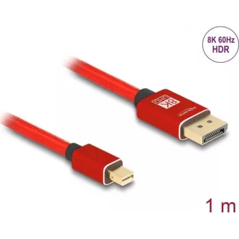 DeLOCK Mini DisplayPort to DisplayPort kaabel 8K 60 Hz 1 m punane metall
