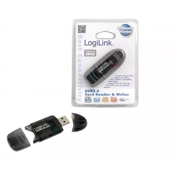 Kaardilugeja LOGILINK CR0007 USB 2.0 SD/MMC-le, must, kuni 480 Mbit/s