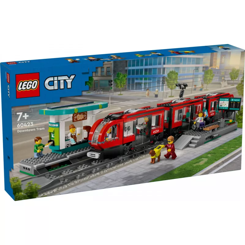 LEGO City linna trammi- ja jaama rollimängu ehituskomplekt lastele mängutrammiga, kingitus poistele ja tüdrukutele alates 7. eluaastast, kes armastavad sõidukeid