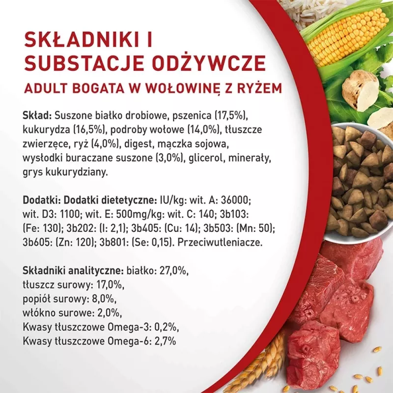 Kuiv koeratoit Purina Nestle Mini Adult Beef & Rice 800 g — kuivkibble väikestele täiskasvanud koertele, 27% valku, 17% rasva