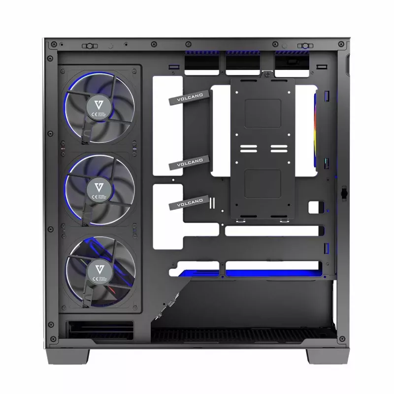 PC Case MODECOM Volcano Stellar 5F ATX Midi Tower, karastatud klaas, 5 eelpaigaldatud ventilaatorit, USB‑C, toetab microATX/ATX, max GPU 420mm, CPU jahuti kõrgus 175mm