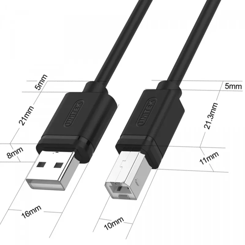 USB 2.0 kaabel Unitek Y-C420GBK, USB A USB B-le, 3 m, must