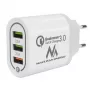 Seinalaadija MACLEAN MCE479W — 3-pordiline USB-kiirlaadija, koguvõimsus 18 W