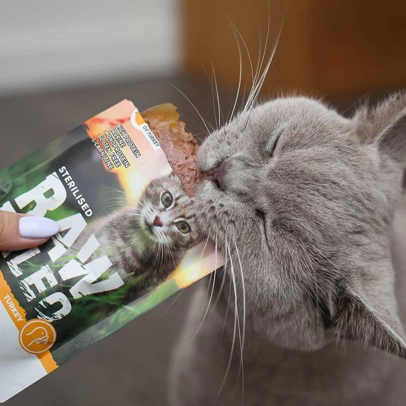 RAW PALEO Adult Cat Sterilised Turkey - märg kassitoit - 100 g