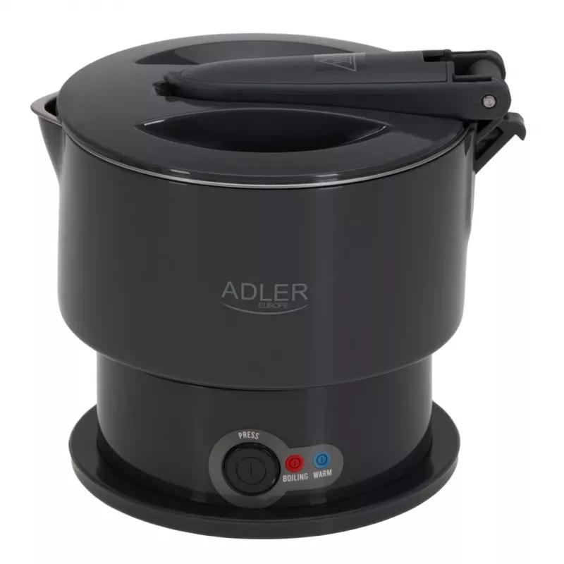 Adler AD 1377G elektriline veekeetja, 0,6 l mahutavus, 600 W, hall, plastik/silikoon/roostevaba teras