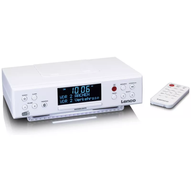 Lenco KCR-190WH köögiraadio kappide alla PLL FM, DAB+ ja Bluetoothiga, valge