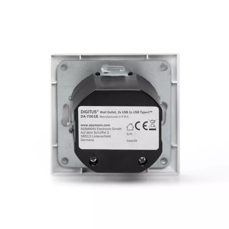 DIGITUS DA-70618 - USB-väljund - USB, USB Type C - 2 USB-porti, 1 USB-C pistikupesa - 3,1 A - RAL 9003, signaalvalge