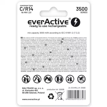 Laetavad patareid everActive R14/C Ni-MH 3500 mAh kasutusvalmis