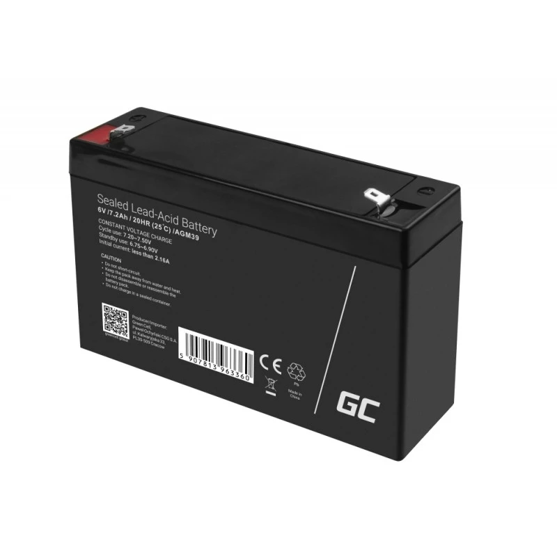 roheline Cell AGM39 tööstuslik akupank 7200 mAh 6 V