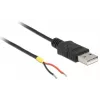 Delocki kaabel USB2.0 tüüp-A pistik > 2 x paljas juhtmeots - 1,5 m - must (85664)