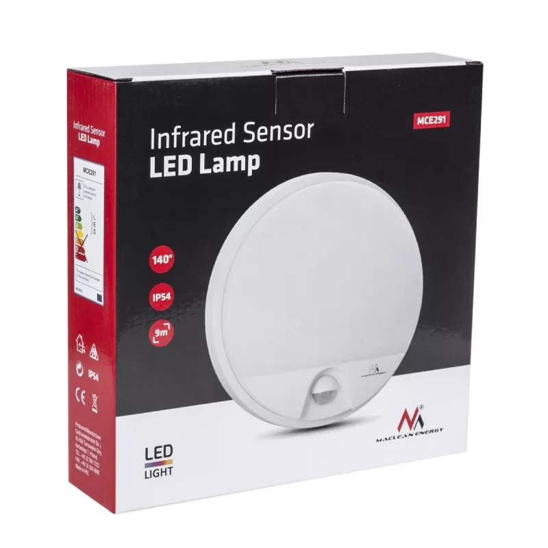 LED-lamp MACLEAN MCE291W IR-liikumisanduriga, 10W, 3000K