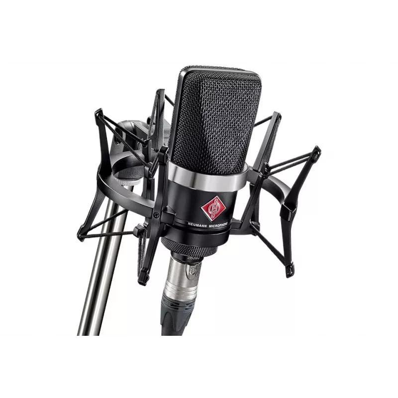Neumann TLM 102 MT stuudiokomplekt – suure membraaniga kondensaatormikrofon koos šokikinnitusega, must