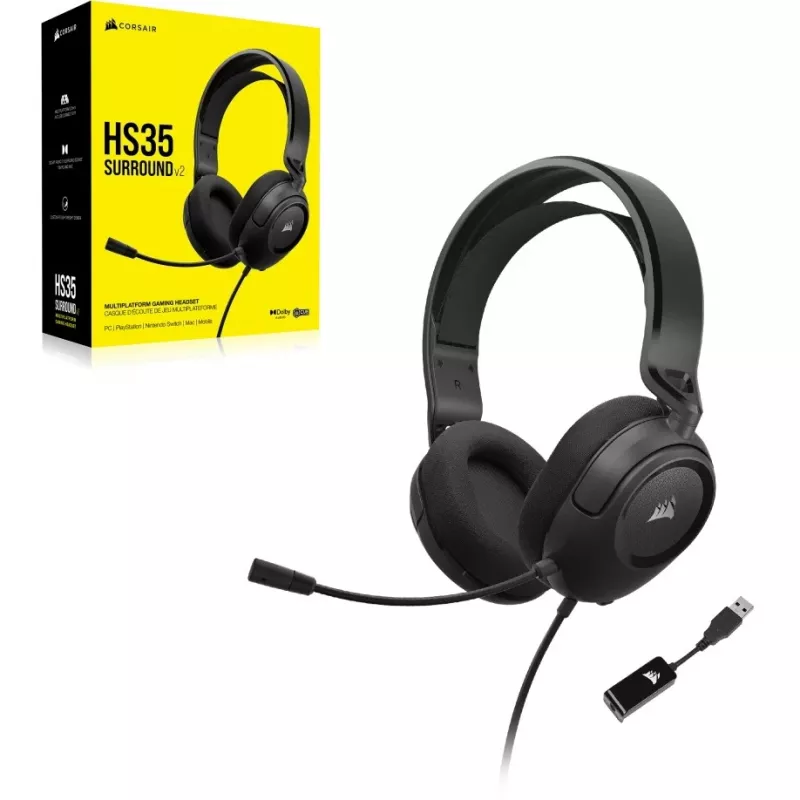 CORSAIR HS35 SURROUND v2 Multiplatvormi mängukõrvaklapid Carbon