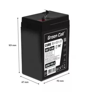 UPS aku Sealed Lead Acid roheline Cell AGM6V5AH-J 6 V 5 Ah
