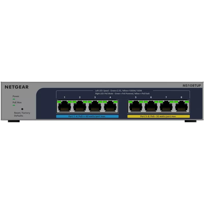 NETGEAR MS108TUP Haldamata L2 2.5G Ethernet (100/1000/2500) Power over Ethernet (PoE) Hall