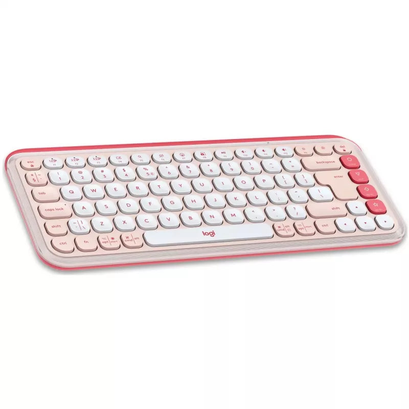 Logitech POP Icon Combo - klaviatuuri- ja hiirekomplekt - juhtmevaba - Bluetooth LE - QWERTY - US International - roosa, valkjas (920-013142)