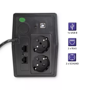 Qoltec Monolith UPS Double-conversion Online 0,65 kVA 360 W 2 AC-pistikupesa