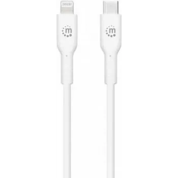 Manhattan USB-C to Lightning kaabel, laadimine ja sünkroonimine, 1m, valge, Apple iPhone/iPad/iPod jaoks, isane-isane, MFi-sertifitseeritud (Apple’i heakskiiduprogramm), 480 Mbps (USB 2.0), Hi-Speed USB, eluaegne garantii