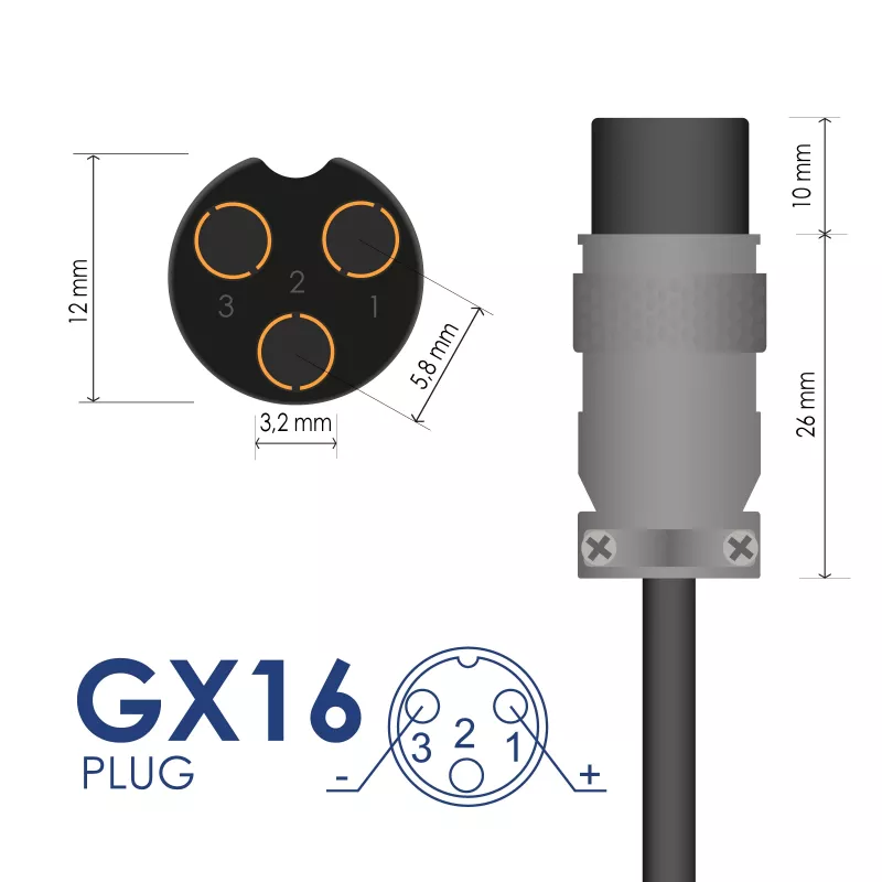 Akyga AK-EV-05 elektrijalgratta laadija 48 V akudele, 54,6 V / 2 A, 110 W, GX16 12 mm pesa, 1 m