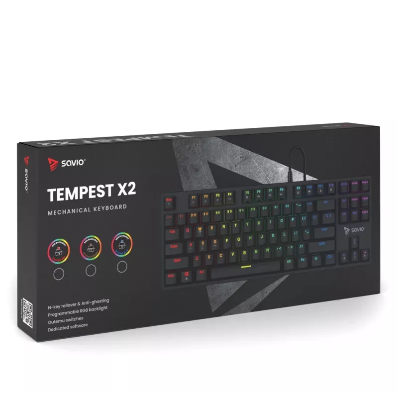 Savio mehaaniline klaviatuur RGB Tempest X2 Outemu Brown