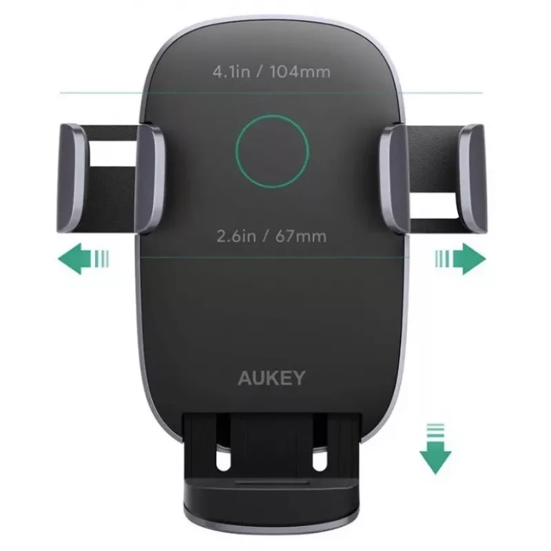 Juhtmevaba laadimisega telefonihoidik Aukey HD-C52 — Qi-ühilduv reguleeritava nurgaga auto telefonihoidik juhtmevaba laadimisega