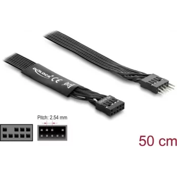 Paralleelkaabel DELOCK 86055, 1 x 9-kontaktiline kuni 1 x 9-kontaktiline, must, 0,5 m