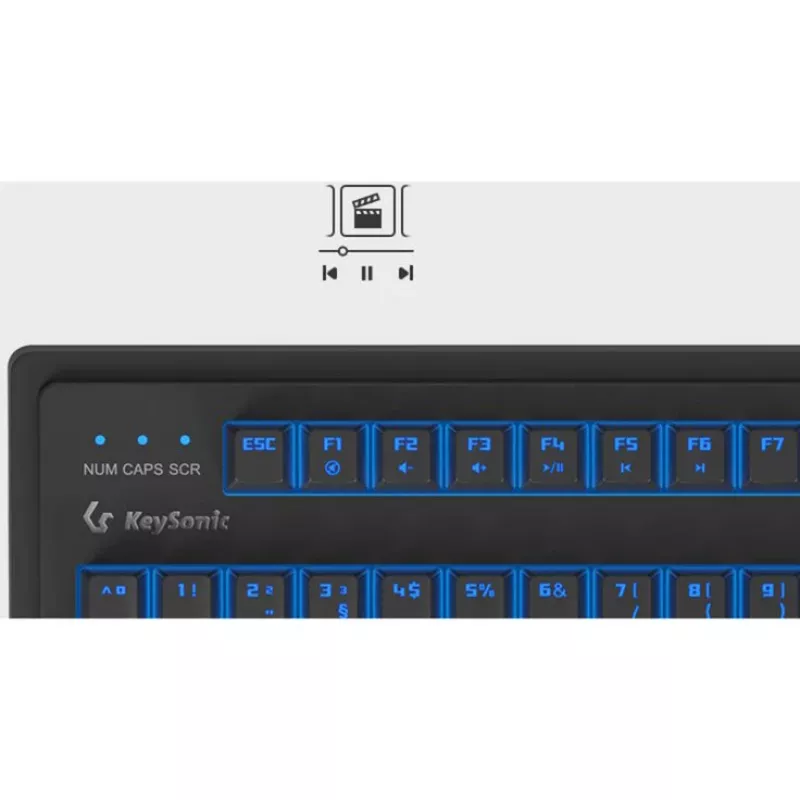 Juhtmega mehaaniline täissuuruses klaviatuur KeySonic KSK-8202ELU-T (DE) — USB, saksa paigutus, must