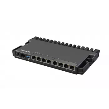 Juhtmega ruuter MikroTik RB5009UG+S+IN — 1x RJ-45, 7x Gigabit vask, 1x SFP+, PoE, DC, 2,5 GbE liides, must