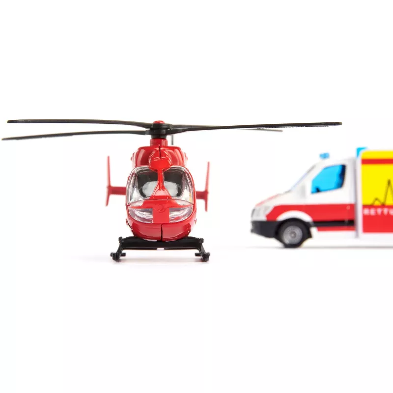 Usorteret Siku Mercedes-Benz Rescue Van and Helicopter mudelikomplekt