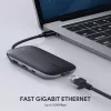 Sülearvuti dokkimisjaam AUKEY CB-C71 — 3× USB-C (USB 3.2 Gen1), HDMI, RJ‑45, MicroSD, USB PD 100W, 0,15 m kaabel, must