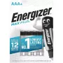 Ühekordne patarei Energizer MAXPLUS AAA 4-pack, Leelispatarei, 1,5 V, töötemperatuur -18–55 °C