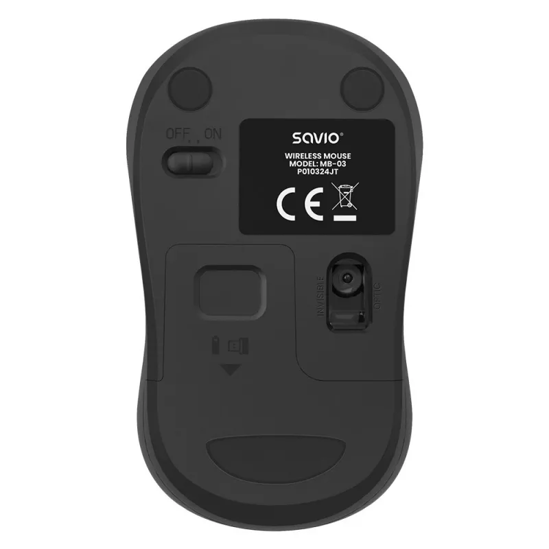 Juhtmevaba hiir SAVIO MB-03, Bluetooth liides, 1000 DPI, AA aku, 99×60×39 mm, 51 g, vastuvõtja kaasas