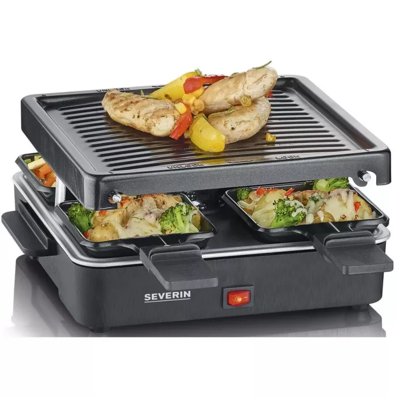 Severin Mini Raclette Grill 4 väikese mittenakkuva panniga 600 W