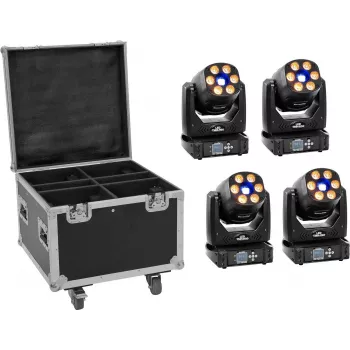 EUROLITE LED komplekt 4x TMH-H90 koos ratastega kohvriga - kaasaskantav valgustuskomplekt