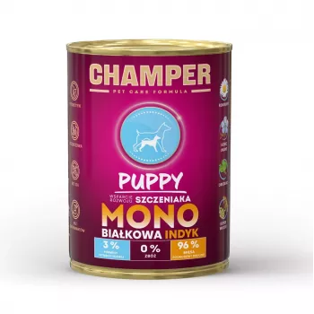 CHAMPER Puppy Monoprotein kalkuniga märg koeratoit - 400g