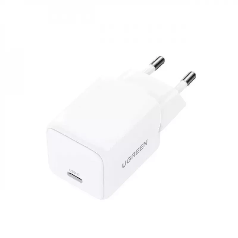 UGREEN Nexode N seeria X513 30W GaN USB-C ühe pordiga kiirlaadija, 100–240 V, valge