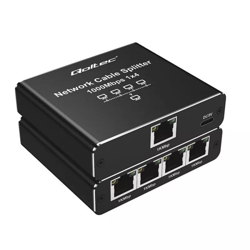 Ethernet mini switch QOLTEC 52293 1x4 RJ45, 1-in 4-out haldamata võrgujagur