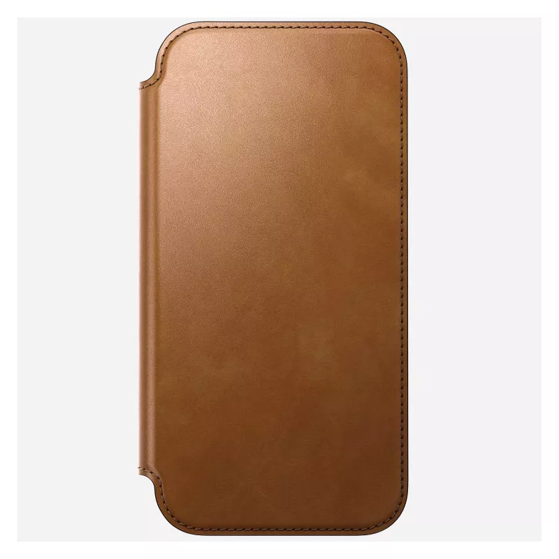 Mobiiltelefoni flippümbris Nomad Modern Leather Folio kate iPhone 17 Pro Max jaoks — Tan, mahutab kuni 17,5 cm (6,9 tolli) ekraani, 4 kaarditaskut