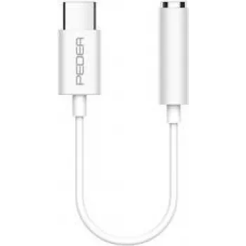 PEDEA USB-C kuni 3,5 mm kõrvaklappide pesa, valge, helipistiku adapter